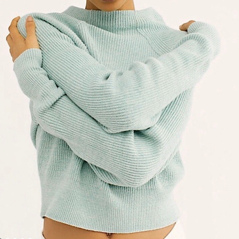 Free People Good Pullover Mockneck Sweater in Opaline Green - Size S - Picture 3 of 15
